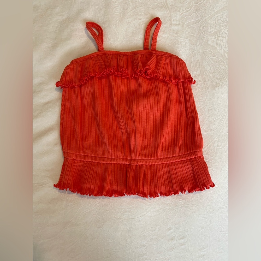 NWOT- Oldnavy Red- Orange Ruffled Sleeveless Top size 2T